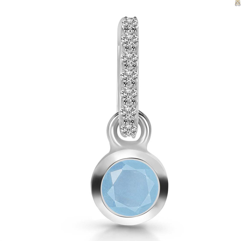 Aquamarine & White Topaz Pendant AQM-RDP-957-CZ-LOOP.