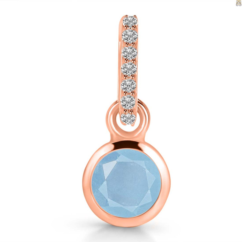 Aquamarine & White Topaz Pendant AQM-RDP-958-CZ-LOOP.
