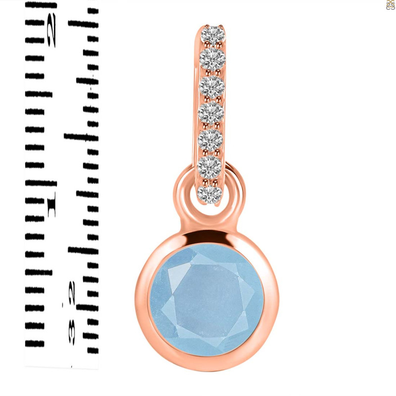 Aquamarine & White Topaz Pendant AQM-RDP-958-CZ-LOOP.