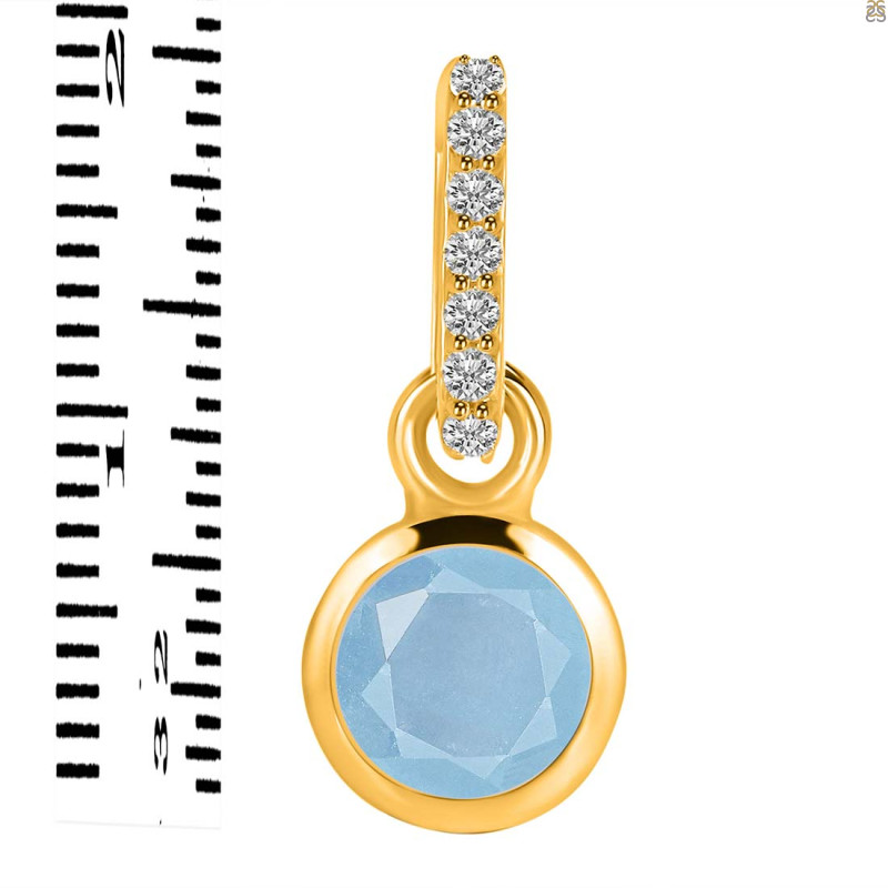Aquamarine & White Topaz Pendant AQM-RDP-958-CZ-LOOP.