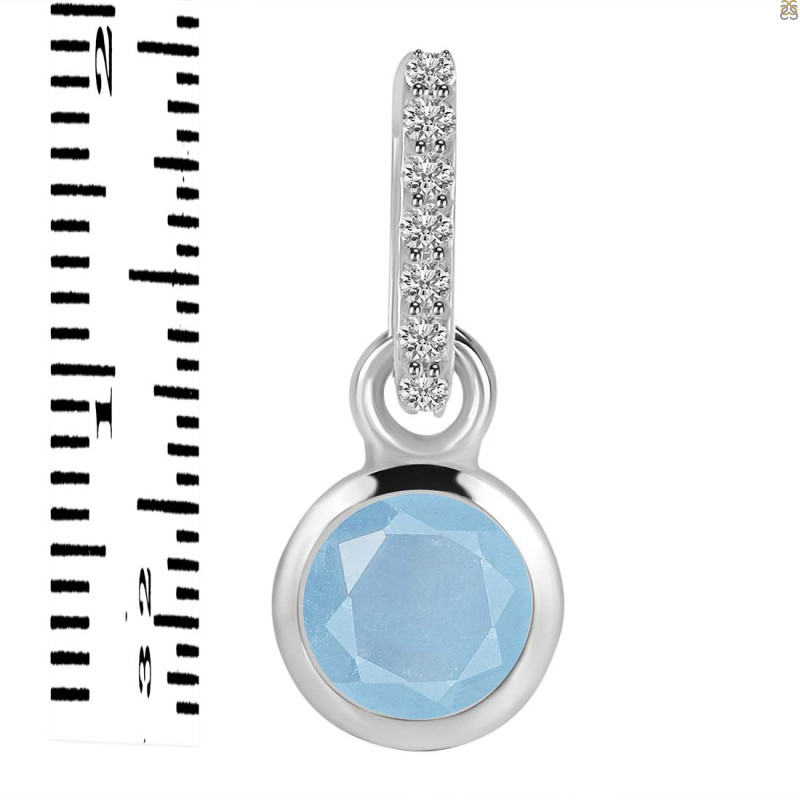 Aquamarine & White Topaz Pendant AQM-RDP-958-CZ-LOOP.