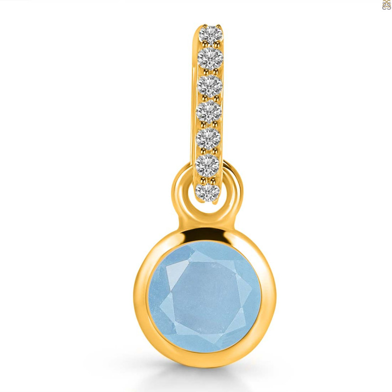Aquamarine & White Topaz Pendant AQM-RDP-958-CZ-LOOP.