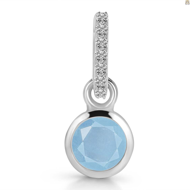 Aquamarine & White Topaz Pendant AQM-RDP-958-CZ-LOOP.