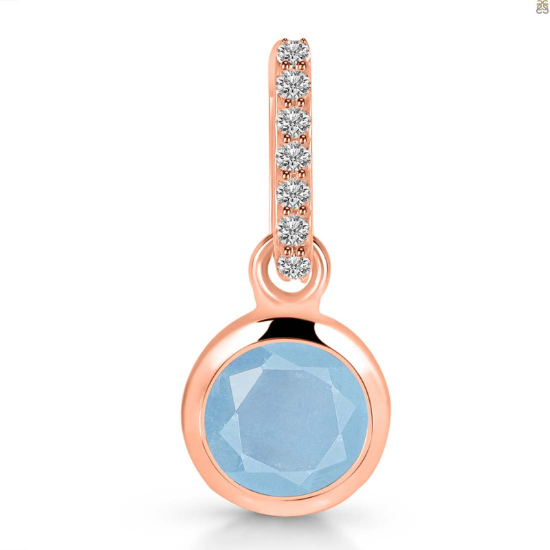 Aquamarine & White Topaz Pendant AQM-RDP-959-CZ-LOOP.