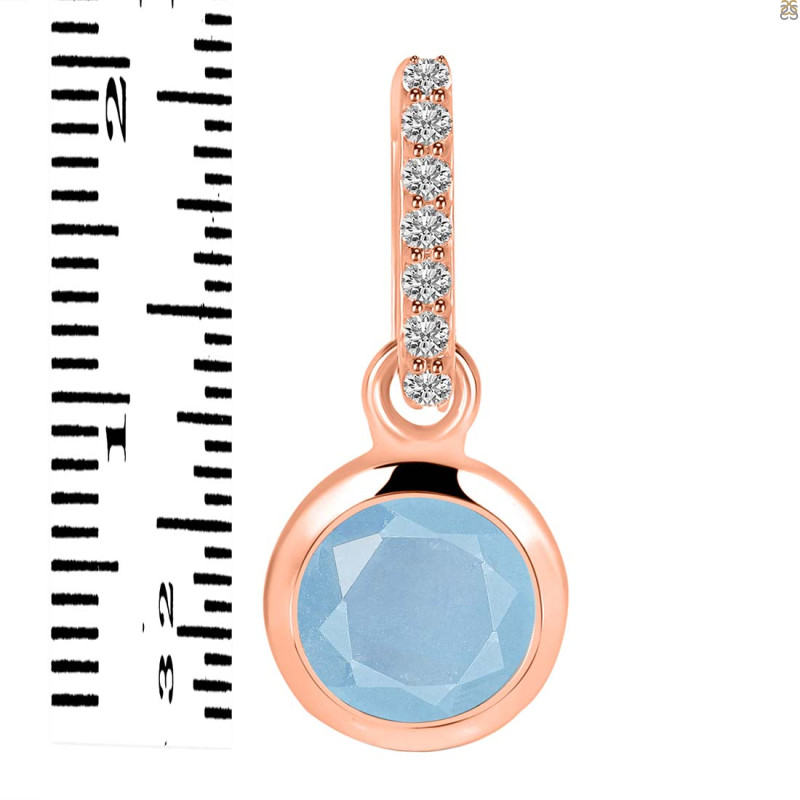 Aquamarine & White Topaz Pendant AQM-RDP-959-CZ-LOOP.