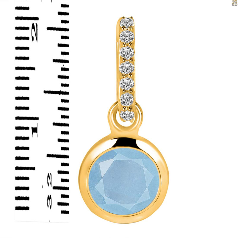 Aquamarine & White Topaz Pendant AQM-RDP-959-CZ-LOOP.