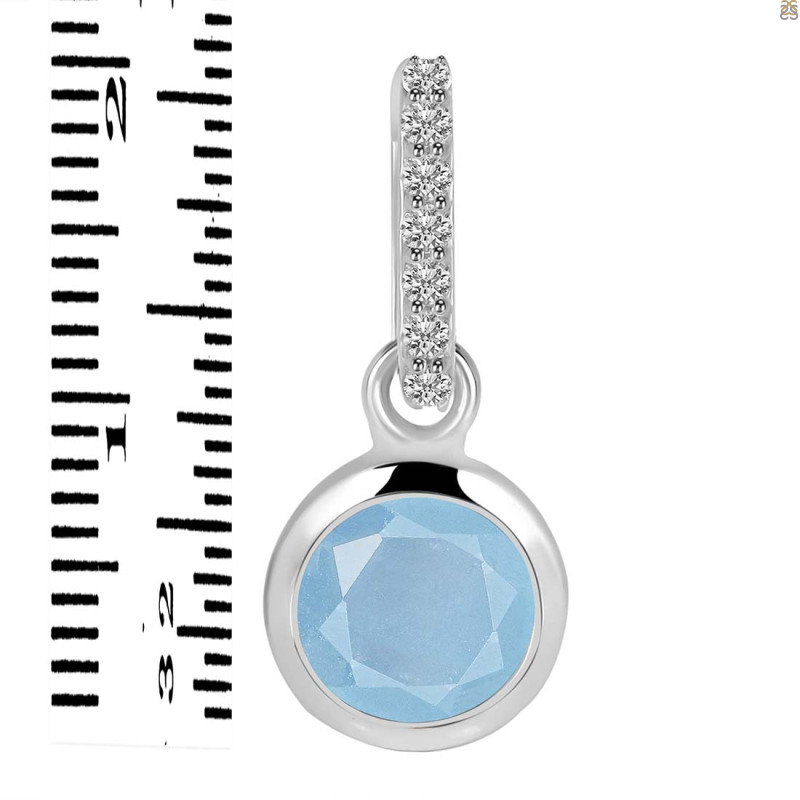 Aquamarine & White Topaz Pendant AQM-RDP-959-CZ-LOOP.