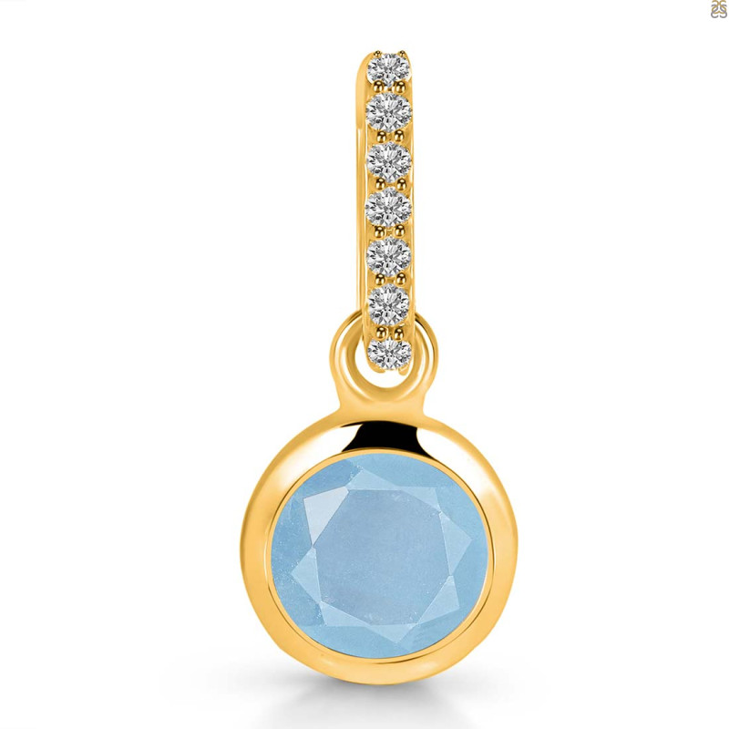 Aquamarine & White Topaz Pendant AQM-RDP-959-CZ-LOOP.