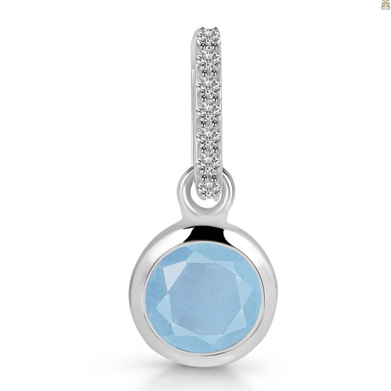 Aquamarine & White Topaz Pendant AQM-RDP-959-CZ-LOOP.