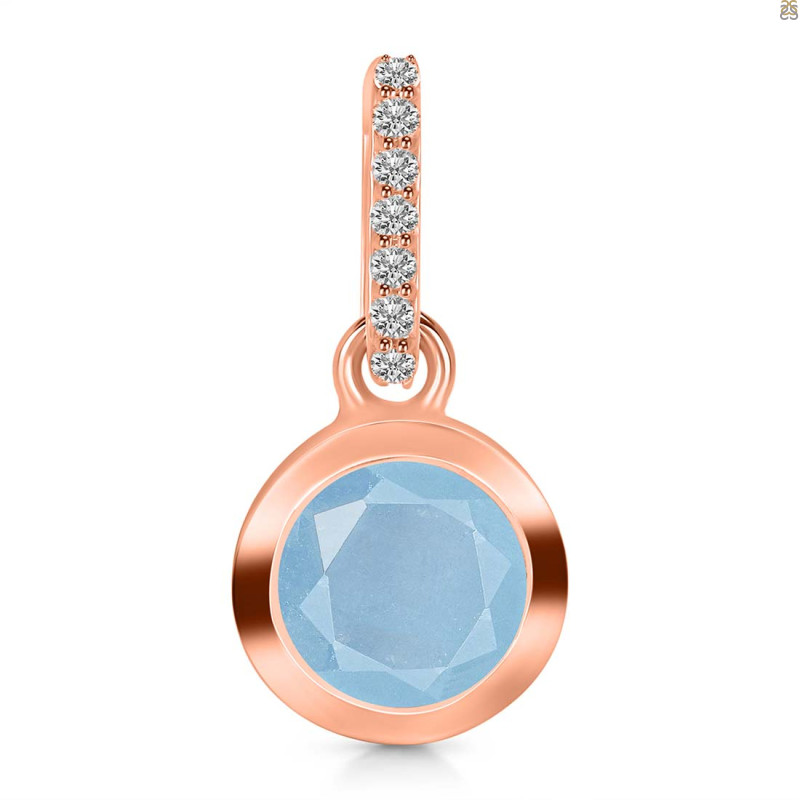 Aquamarine & White Topaz Pendant AQM-RDP-960-CZ-LOOP.