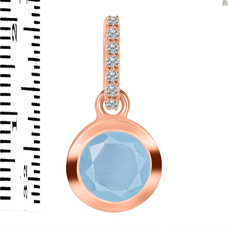Aquamarine & White Topaz Pendant AQM-RDP-960-CZ-LOOP.