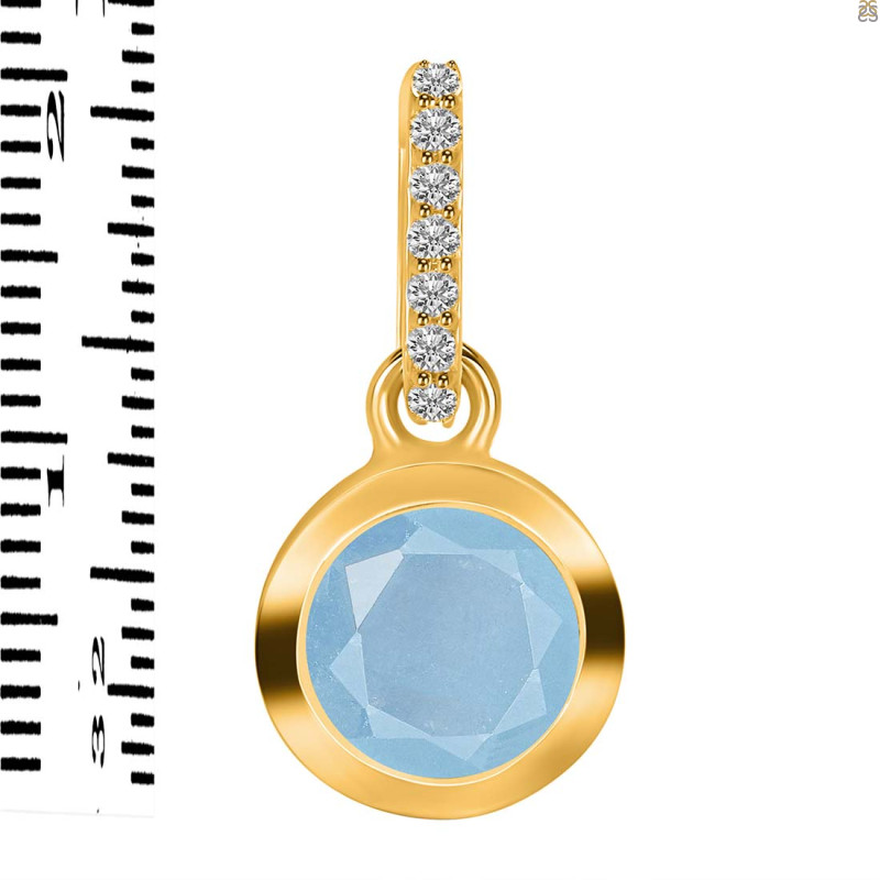 Aquamarine & White Topaz Pendant AQM-RDP-960-CZ-LOOP.