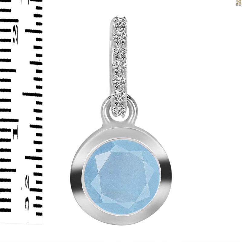 Aquamarine & White Topaz Pendant AQM-RDP-960-CZ-LOOP.