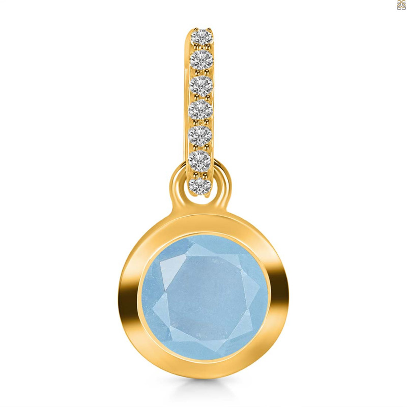 Aquamarine & White Topaz Pendant AQM-RDP-960-CZ-LOOP.