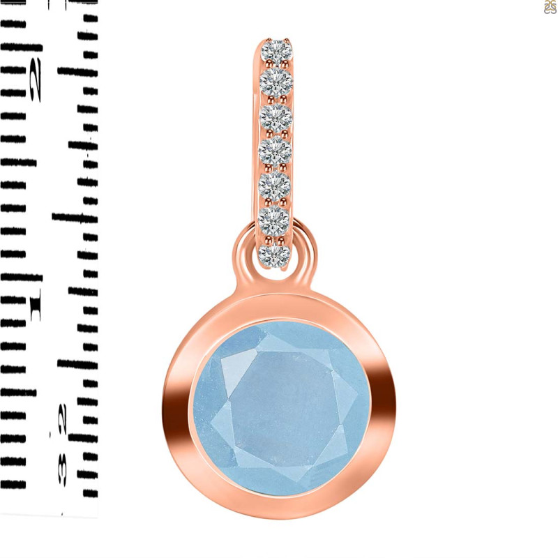 Aquamarine & White Topaz Pendant AQM-RDP-992-CZ-LOOP.