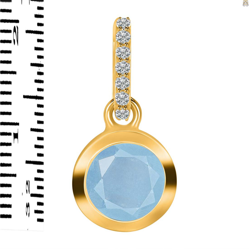 Aquamarine & White Topaz Pendant AQM-RDP-992-CZ-LOOP.
