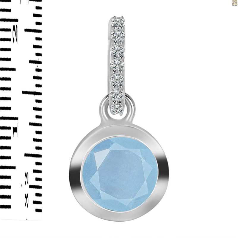 Aquamarine & White Topaz Pendant AQM-RDP-992-CZ-LOOP.