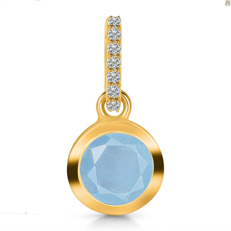 Aquamarine & White Topaz Pendant AQM-RDP-992-CZ-LOOP.