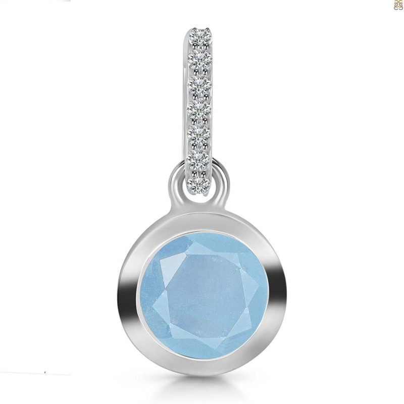 Aquamarine & White Topaz Pendant AQM-RDP-992-CZ-LOOP.