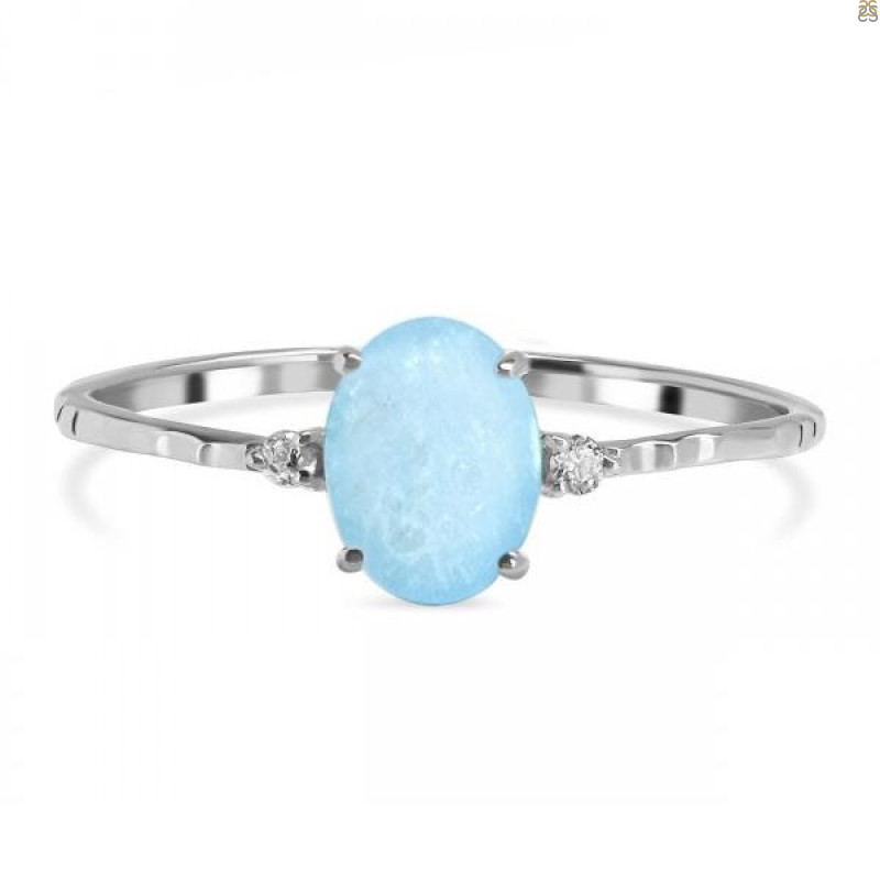 Aquamarine & White Topaz Ring AQM-RDR-1938-A.