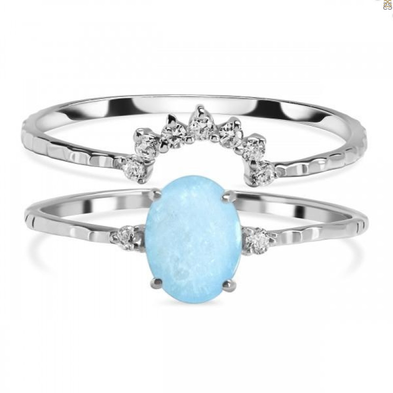 Aquamarine & White Topaz Ring AQM-RDR-1938.