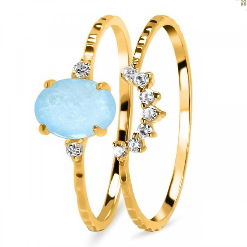 Aquamarine & White Topaz Ring AQM-RDR-1938.
