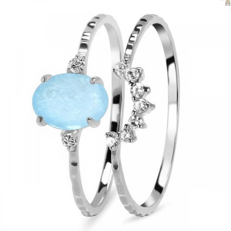 Aquamarine & White Topaz Ring