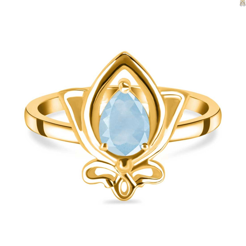 Aquamarine Lotus Ring AQM-RDR-2157.