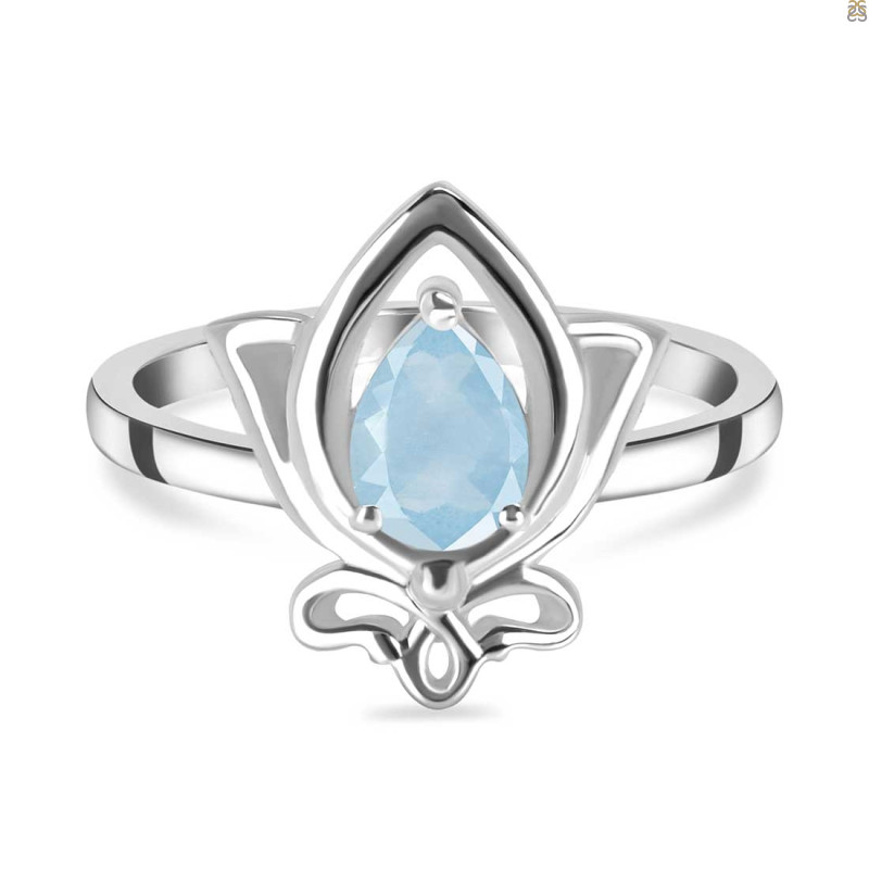 Aquamarine Lotus Ring AQM-RDR-2157.