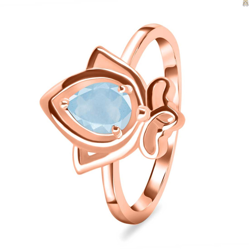 Aquamarine Lotus Ring AQM-RDR-2157.