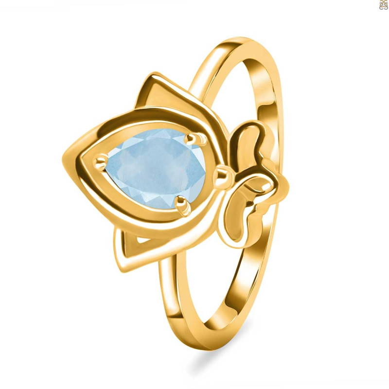 Aquamarine Lotus Ring AQM-RDR-2157.
