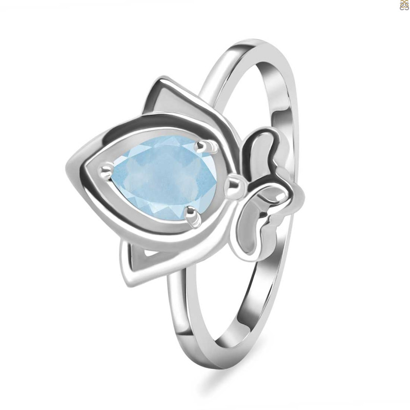 Aquamarine Lotus Ring