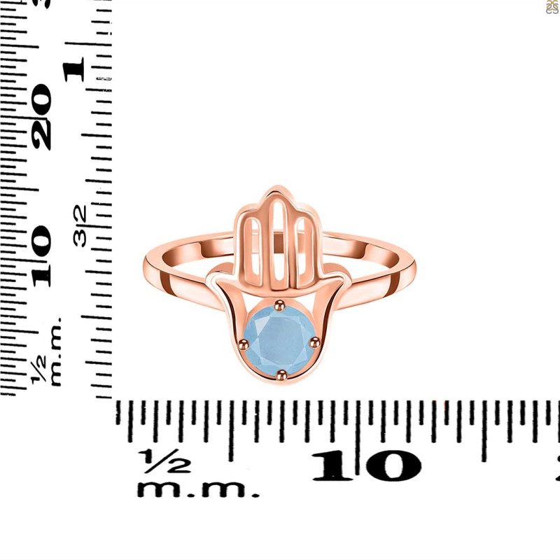 Aquamarine Hamsa Hand Ring AQM-RDR-2163.
