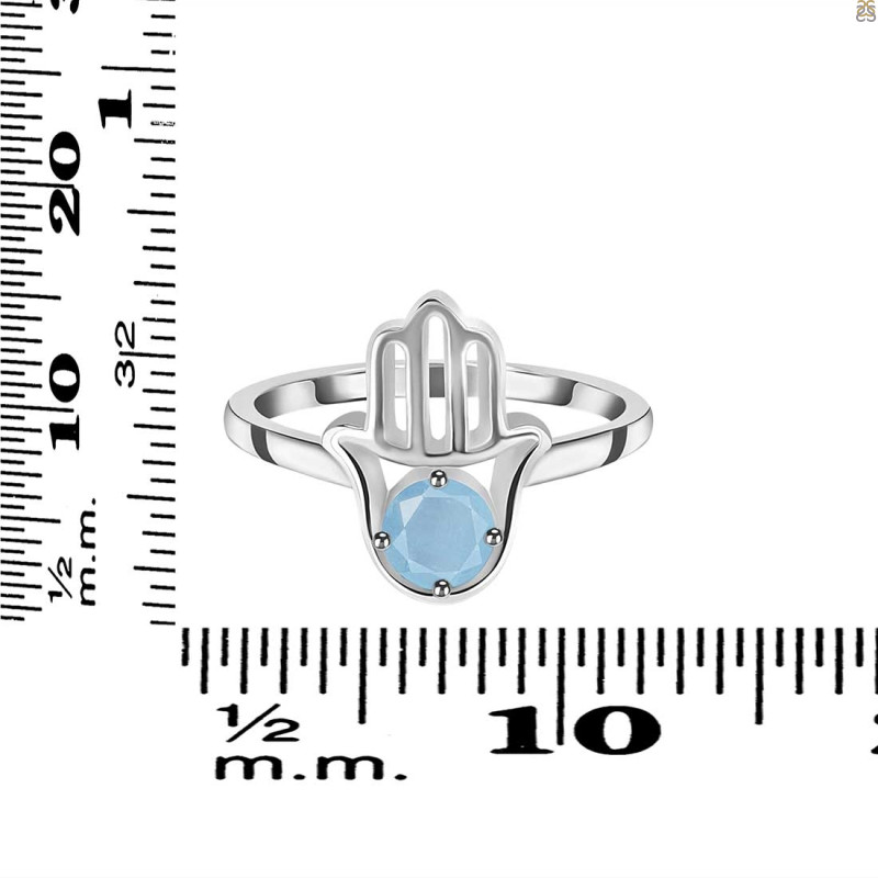 Aquamarine Hamsa Hand Ring AQM-RDR-2163.