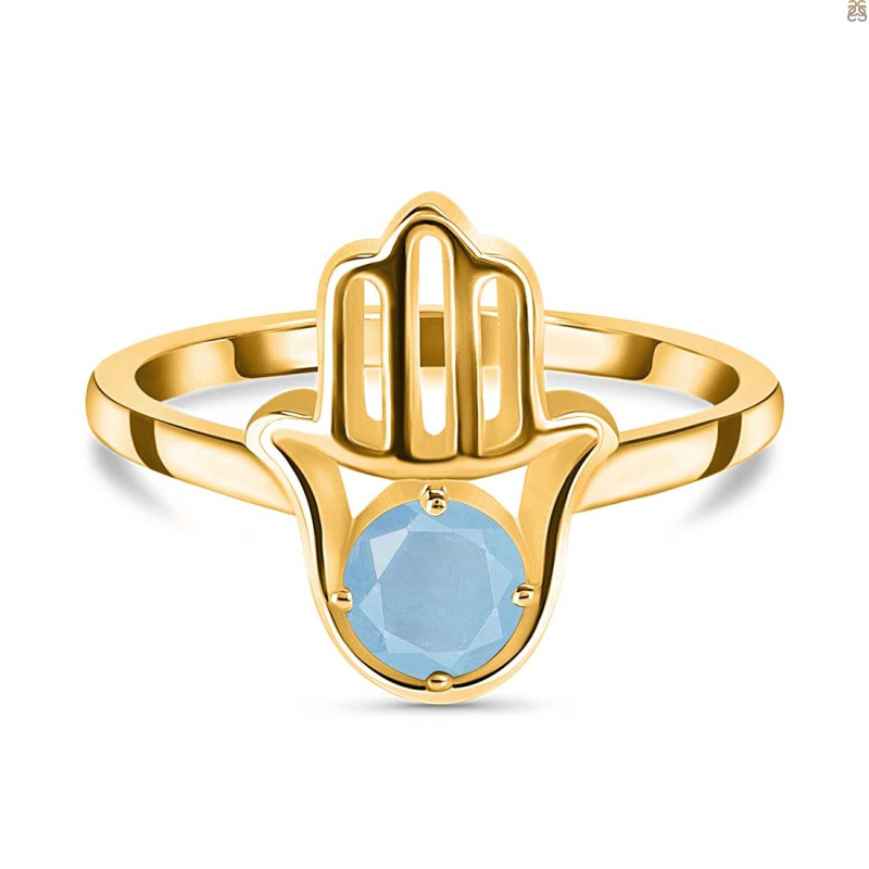 Aquamarine Hamsa Hand Ring AQM-RDR-2163.