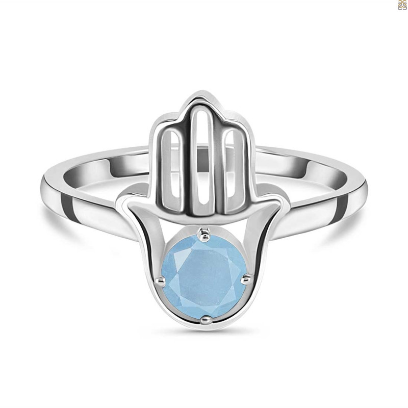 Aquamarine Hamsa Hand Ring AQM-RDR-2163.