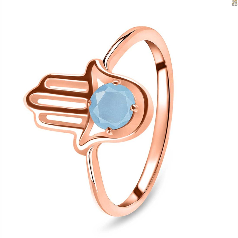 Aquamarine Hamsa Hand Ring AQM-RDR-2163.