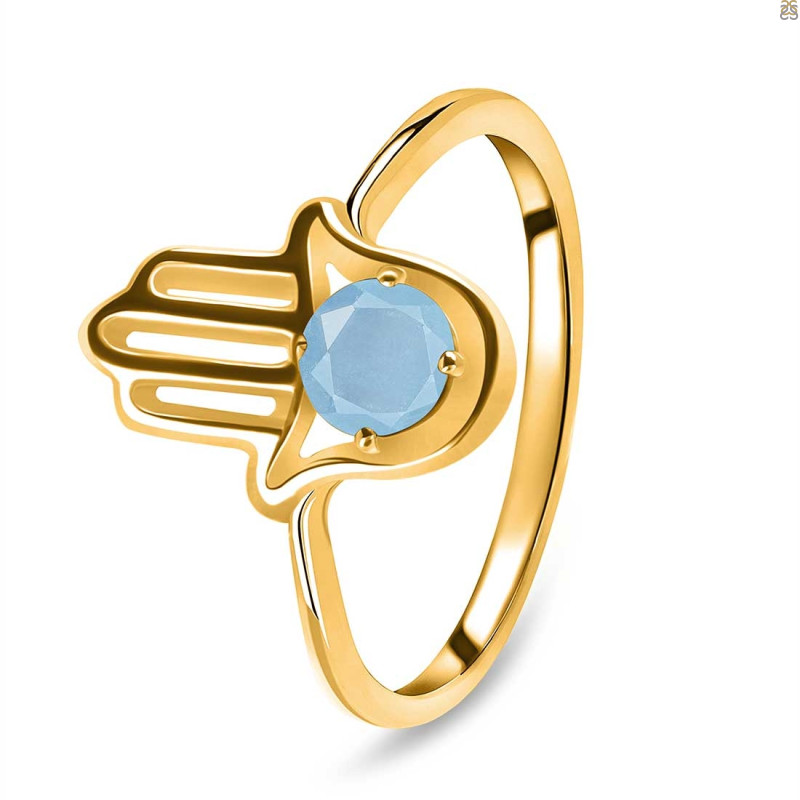 Aquamarine Hamsa Hand Ring AQM-RDR-2163.