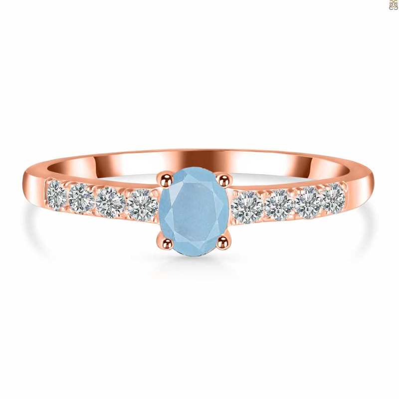 Aquamarine & White Topaz Ring AQM-RDR-2538.