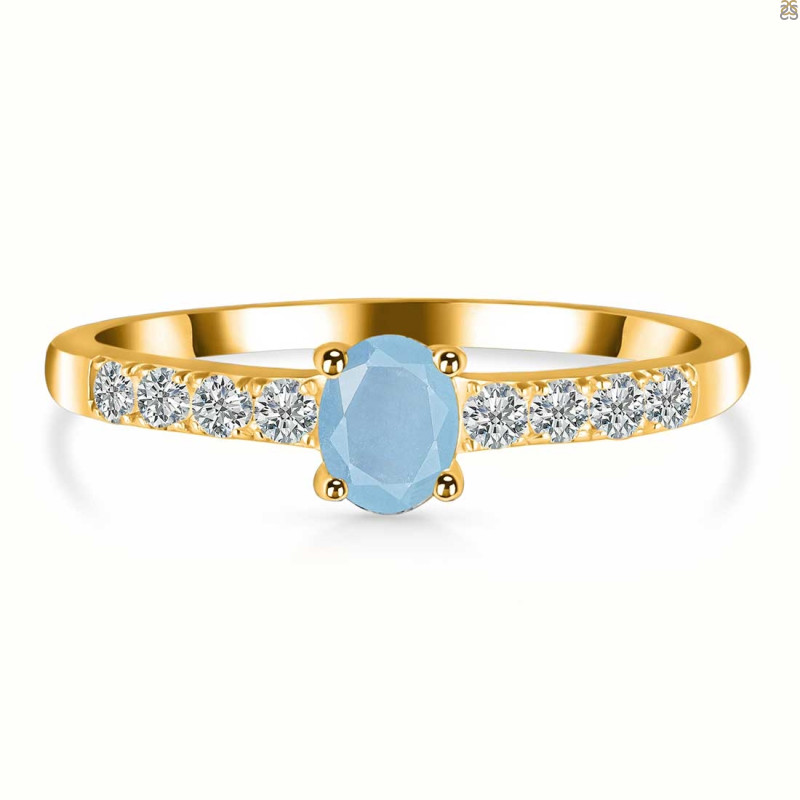 Aquamarine & White Topaz Ring AQM-RDR-2538.