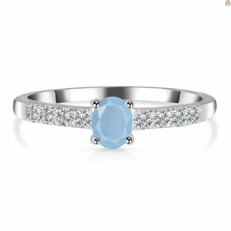 Aquamarine & White Topaz Ring AQM-RDR-2538.