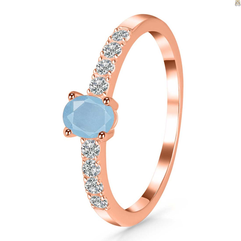 Aquamarine & White Topaz Ring AQM-RDR-2538.