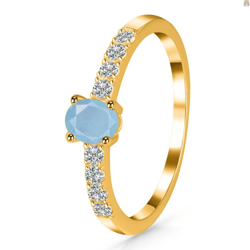 Aquamarine & White Topaz Ring AQM-RDR-2538.