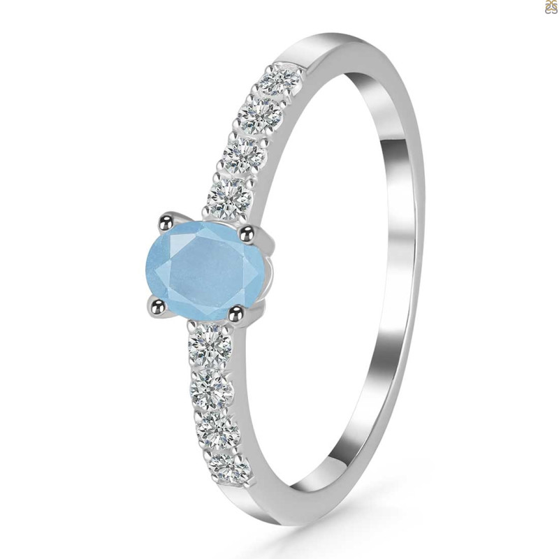 Aquamarine & White Topaz Ring