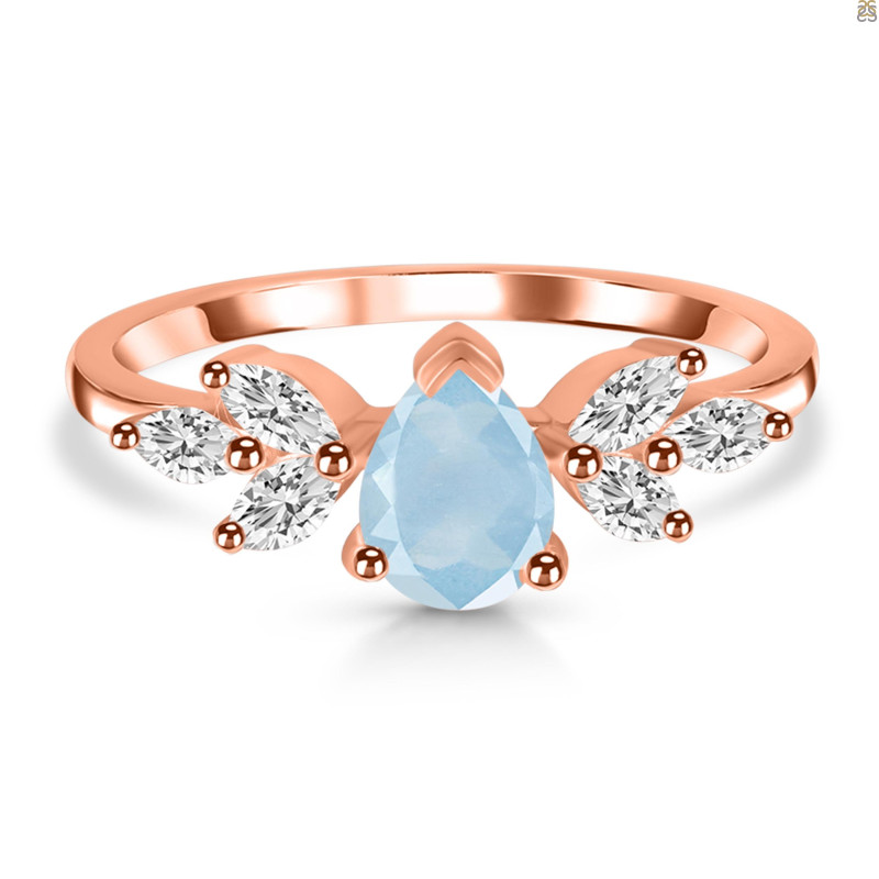 Aquamarine & White Topaz Ring AQM-RDR-2556.