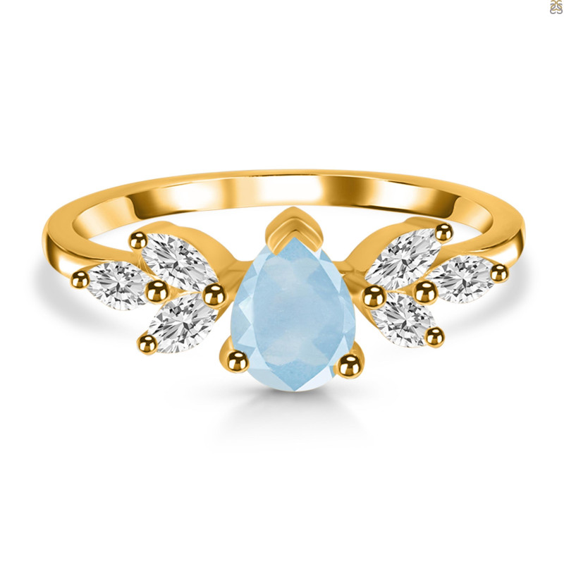 Aquamarine & White Topaz Ring AQM-RDR-2556.