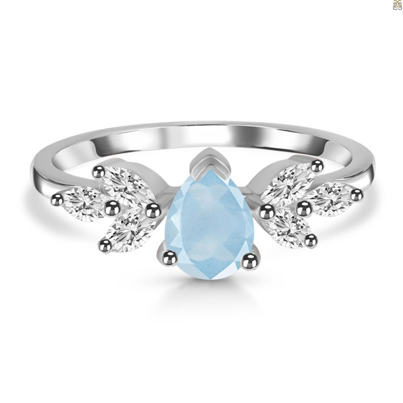 Aquamarine & White Topaz Ring AQM-RDR-2556.
