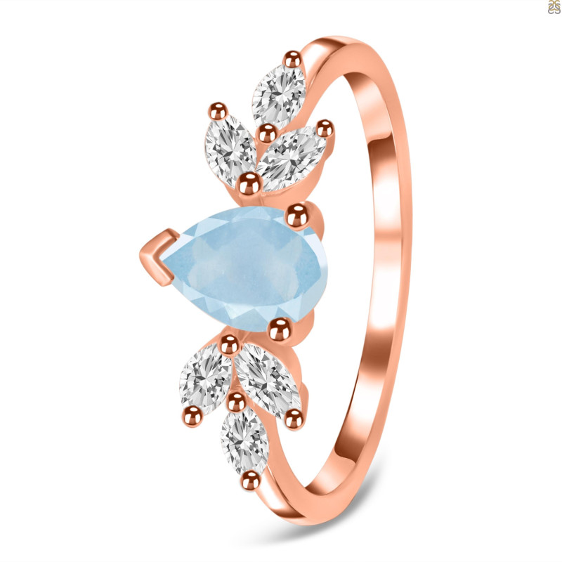 Aquamarine & White Topaz Ring AQM-RDR-2556.