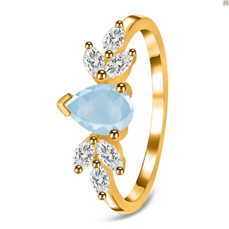 Aquamarine & White Topaz Ring AQM-RDR-2556.