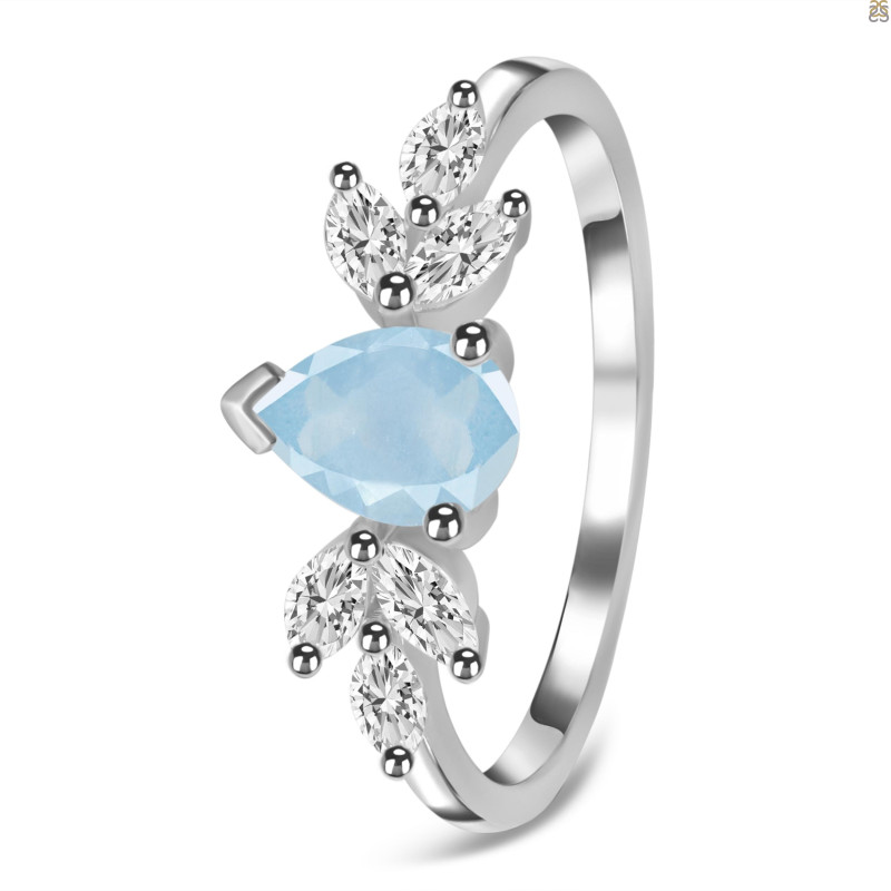 Aquamarine & White Topaz Ring